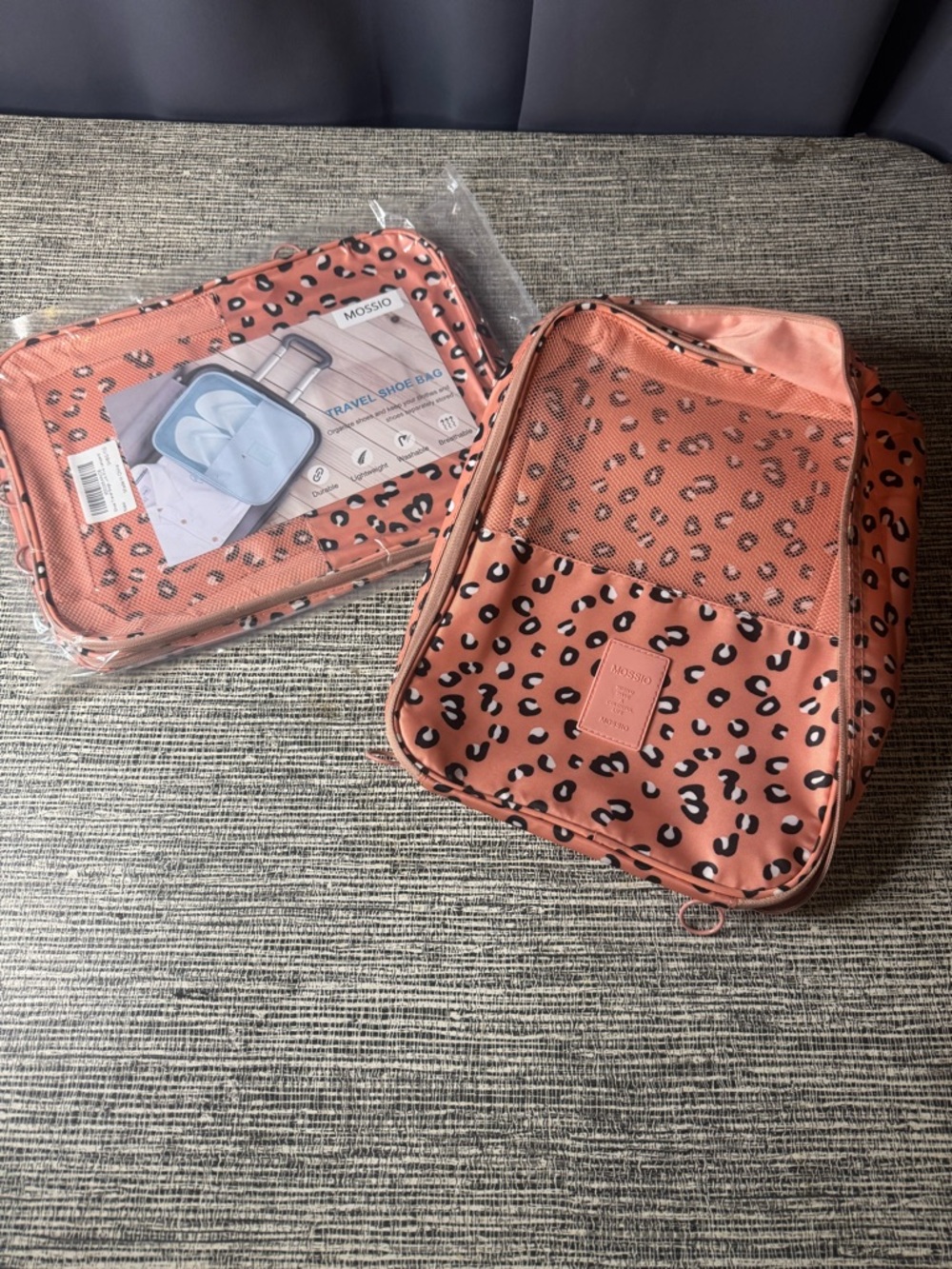 Mossio Supply Co. Coral Leopard Print Travel Pouch